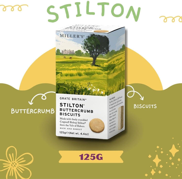 Millers Stilton Buttercrumb Biscuits Whole-Wheat Thin & Crispy Crackers 125g