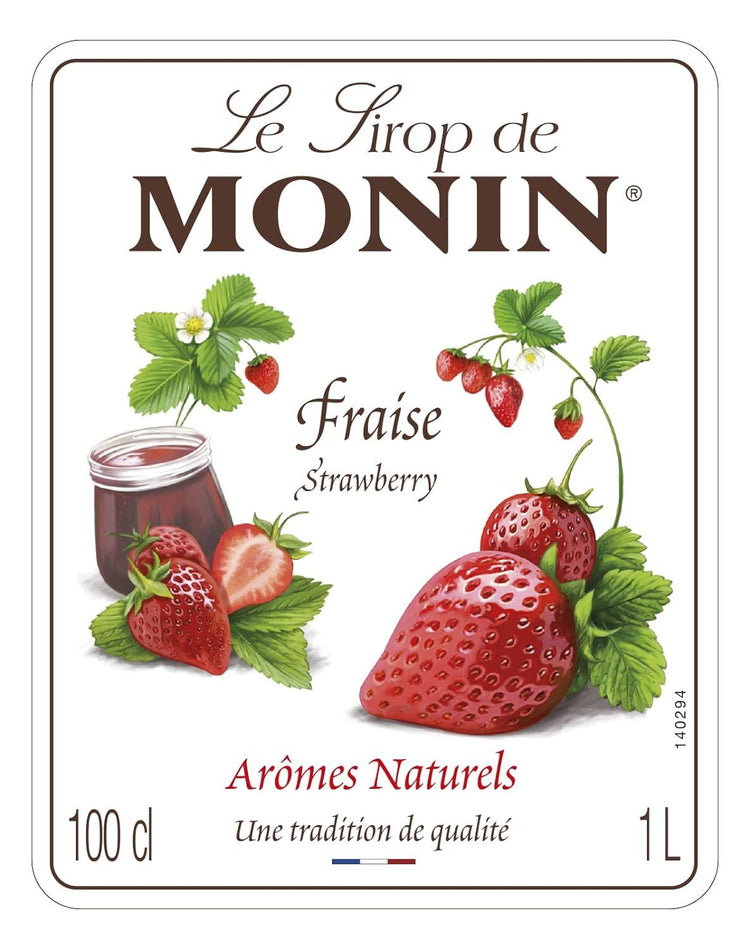 MONIN Premium Strawberry Syrup 1L for Cocktails and Mocktails 5 Packs Colourings