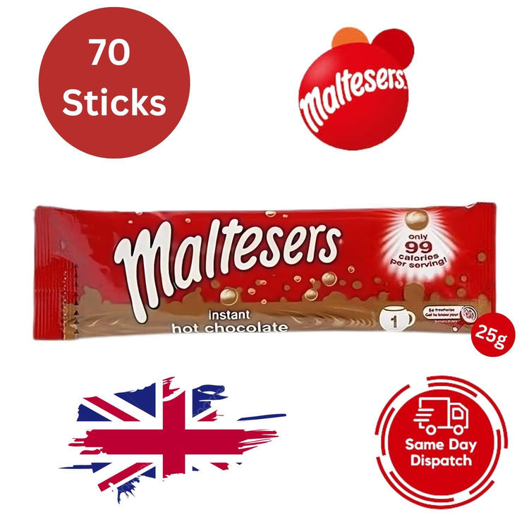 Maltesers Hot Chocolate Sticks Crunchy and Distinctive Flavor Texture 25g X 70