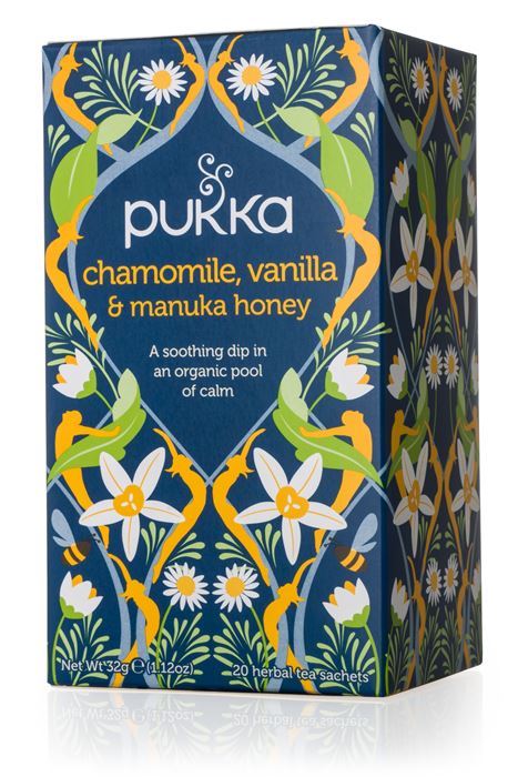 Pukka Organic Herbal Teabags - Chamomile, Vanilla & Manuka (4 Pack x 20 Sachets)