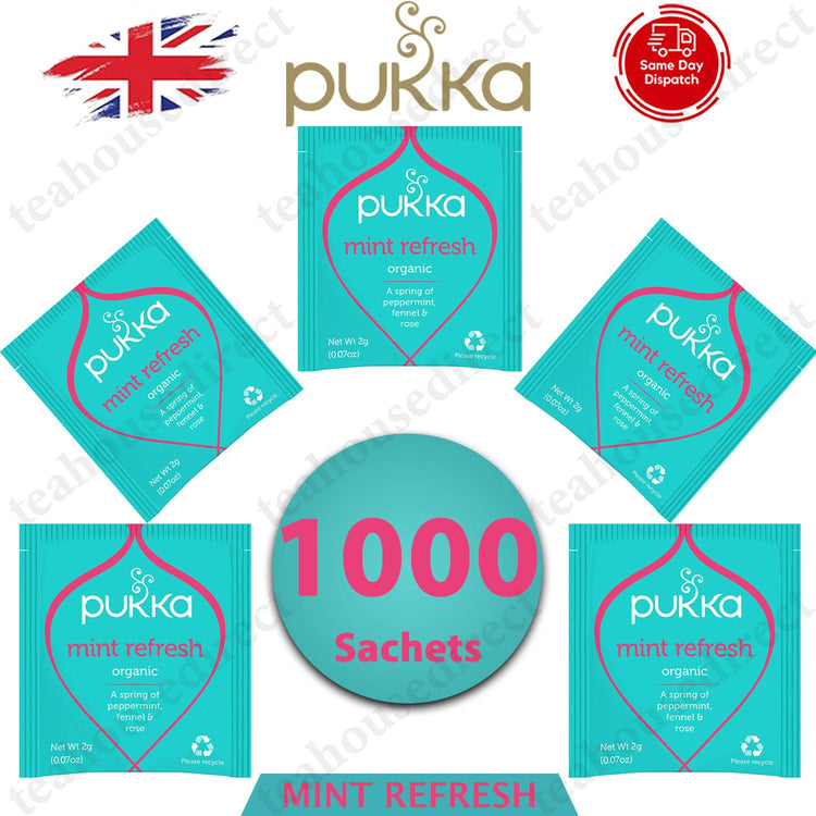Pukka Herbal Organic Teas Tea Sachet Caffeine Free - Mint Refresh (1000 Sachets)