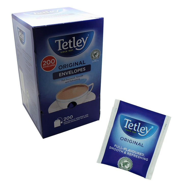 Tetley Tea Bags Sachets - Individual Enveloped Tagged Tea Bags - 100% Black Tea