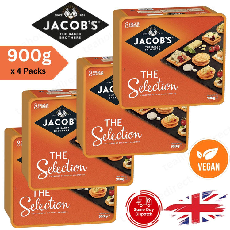 Jacob's Biscuits for Cheese 900g Tub with 8 Exquisite Cracker Varietie - 4 Packs