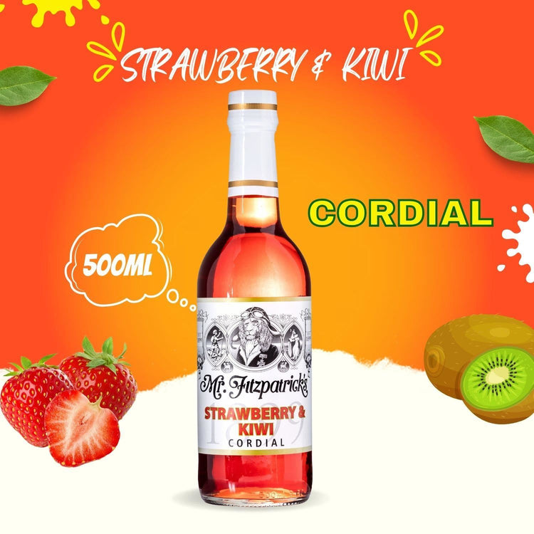Mr Fitzpatricks Cordials Summer Drink Strawberry & Kiwi Cordial 500ml X 4