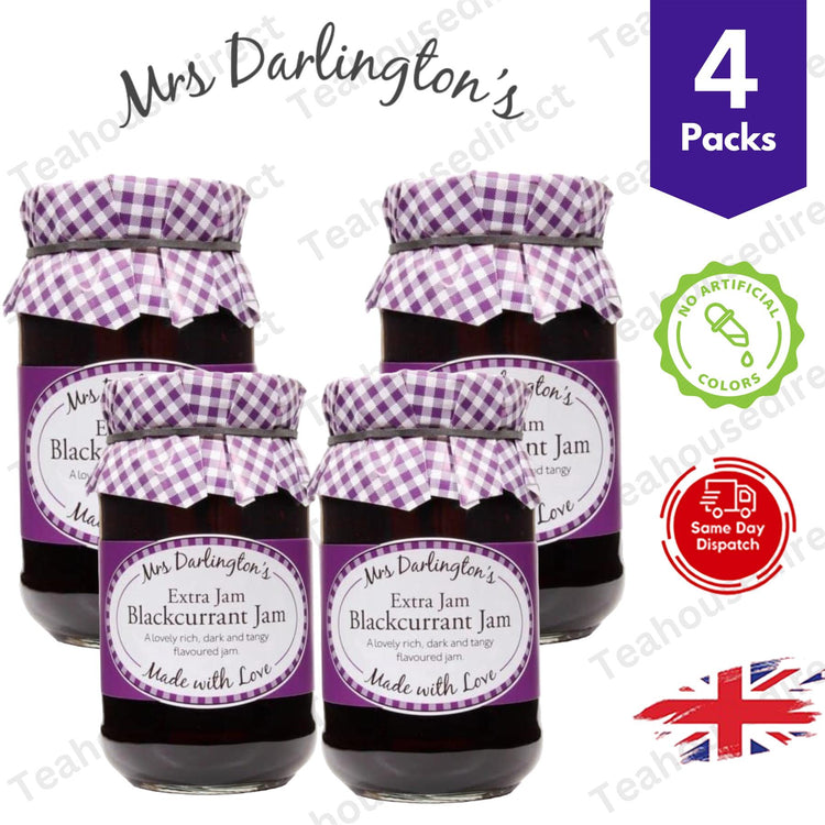 Darlington's Blackcurrant Jam 340g, A Jar of Intense Flavor - 4 Packs