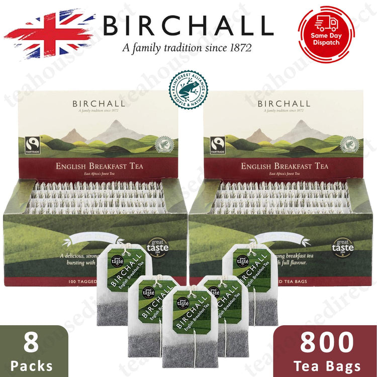Birchall Fairtrade English Breakfast String & Tagged Tea Bags (800 Tea Bags)