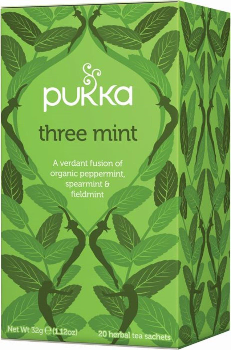 Pukka Herbal Organic Teas Tea Sachets - Three Mint Flavour Pack Of 2