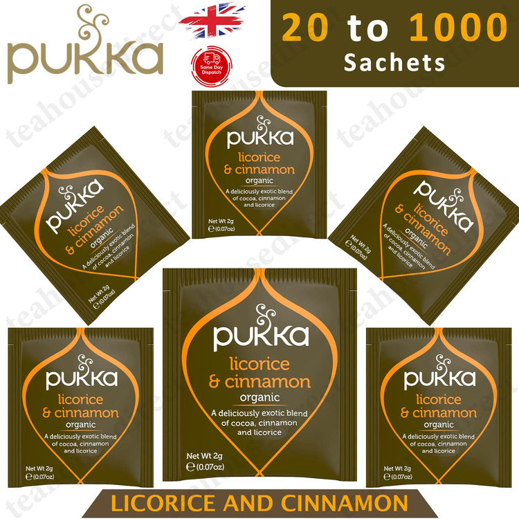 Pukka Herbal Organic Teas Tea Sachets - Licorice & Cinnamon (20 to 1000 Sachets)