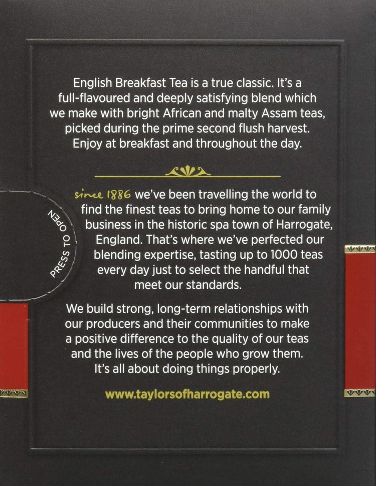 Taylors of Harrogate English Breakfast Tea Rich and Robust Flavor Bold and Full-Bodied Taste Premium Quality - 350 Sachets