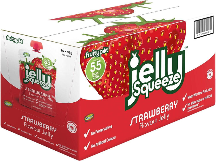 Fruitypot Strawberry Jelly Squeeze Pouches - 16x95g