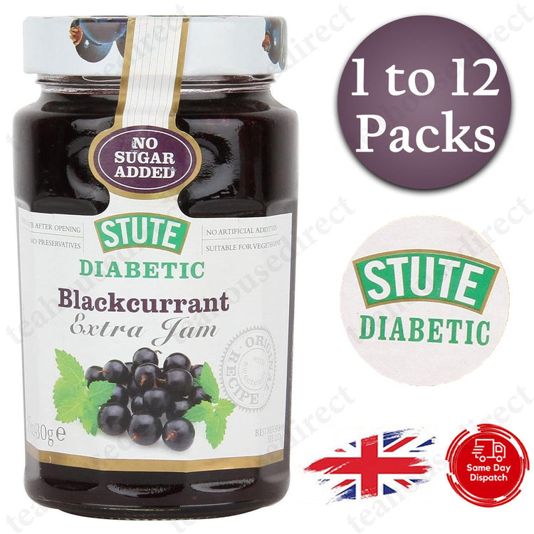 STUTE Diabetic Blackcurrant Extra Jam 430g - 1 to 6, 10 & 12 Packs
