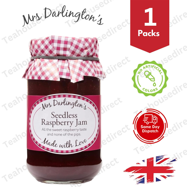 Darlington's Seedless Raspberry Jam 340g, Pure Raspberry Perfection - 1 Pack