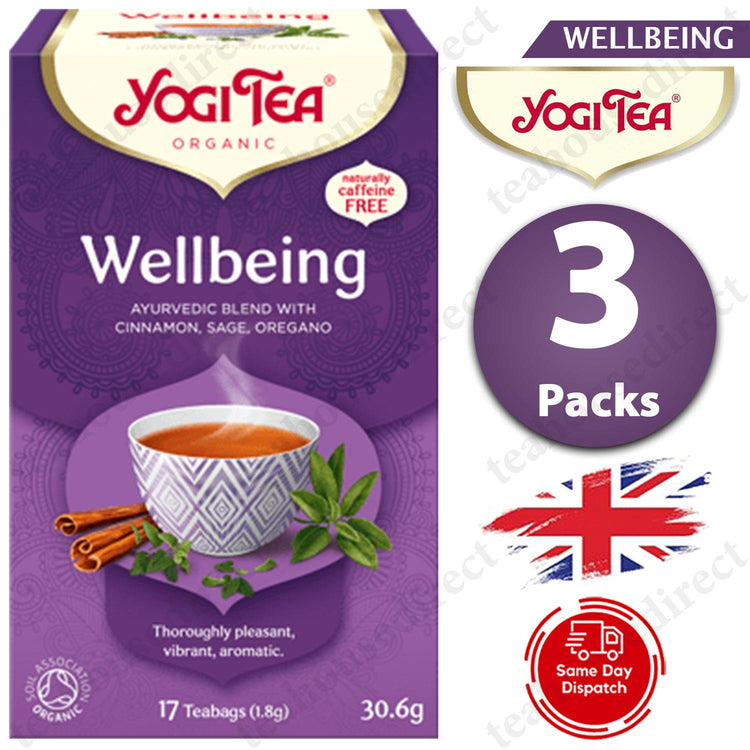 3X Yogi Ayurvedic Herbal Organic Teas Tea Sachets - Wellbeing