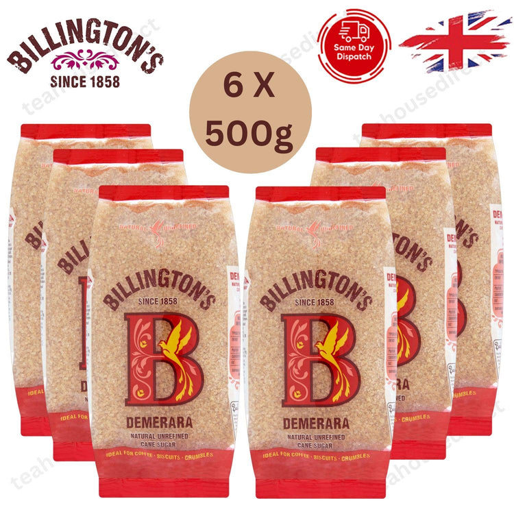 Billingtons Demerara Sugar 500 g (Packs of 6)