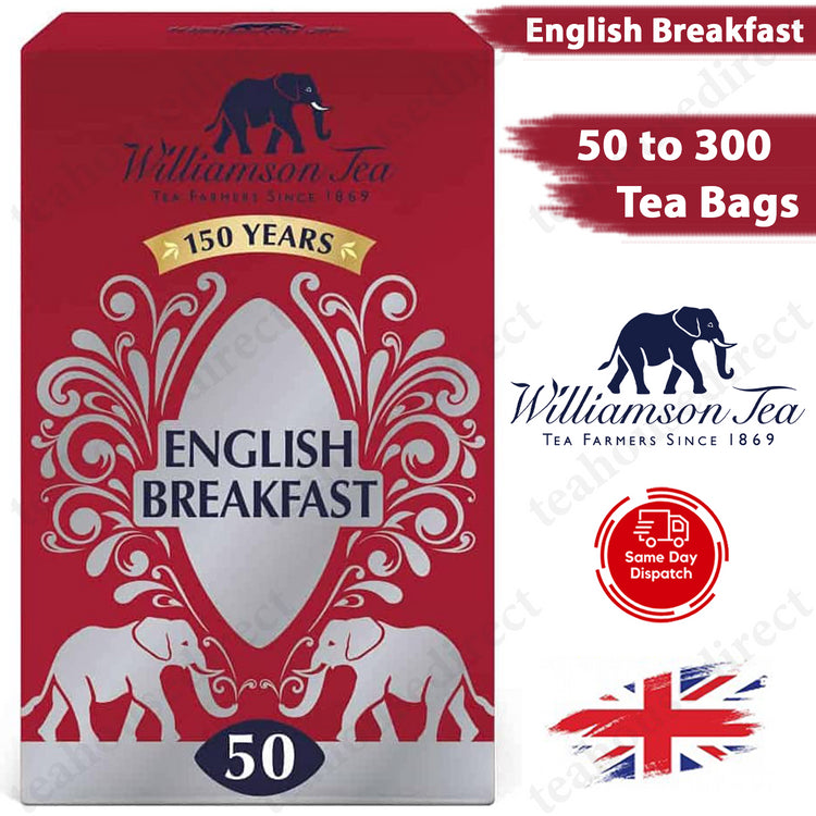 Williamson English Breakfast Tea Bags 50-300 Packs, 125g