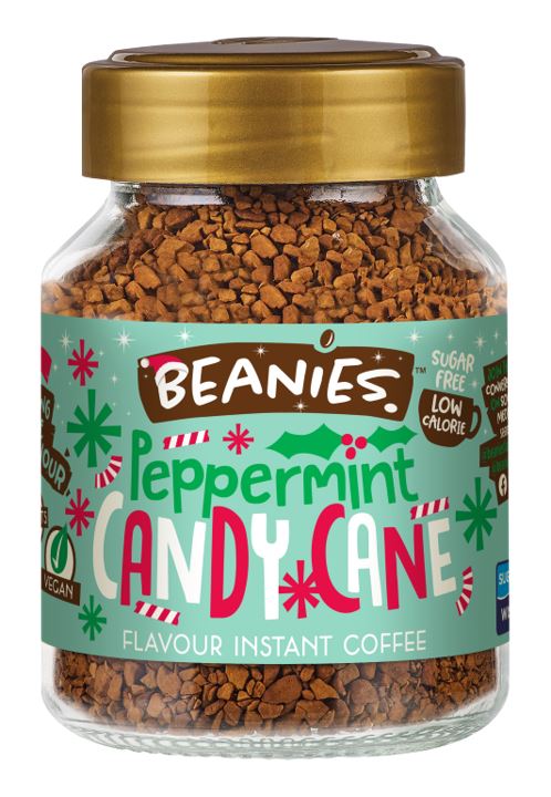 Beanies Peppermint Candy Flavours Instant Coffee 50g Low Calorie & Sugar Free x6