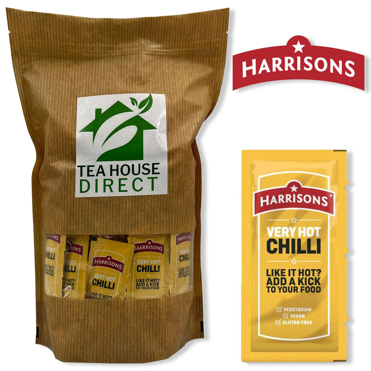 Harrisons Very Hot Chilli Sauce Sachet | Suitable for Vegetarians and Vegan | Soya, Garlic & Gluten Free | Enhance Your Taste | 100 Sachets