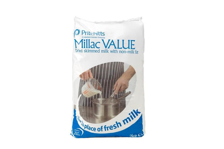 Millac Value Skimmed Milk Powder with Non-Milk Fat 2kg Add Water Makes 20 Litres