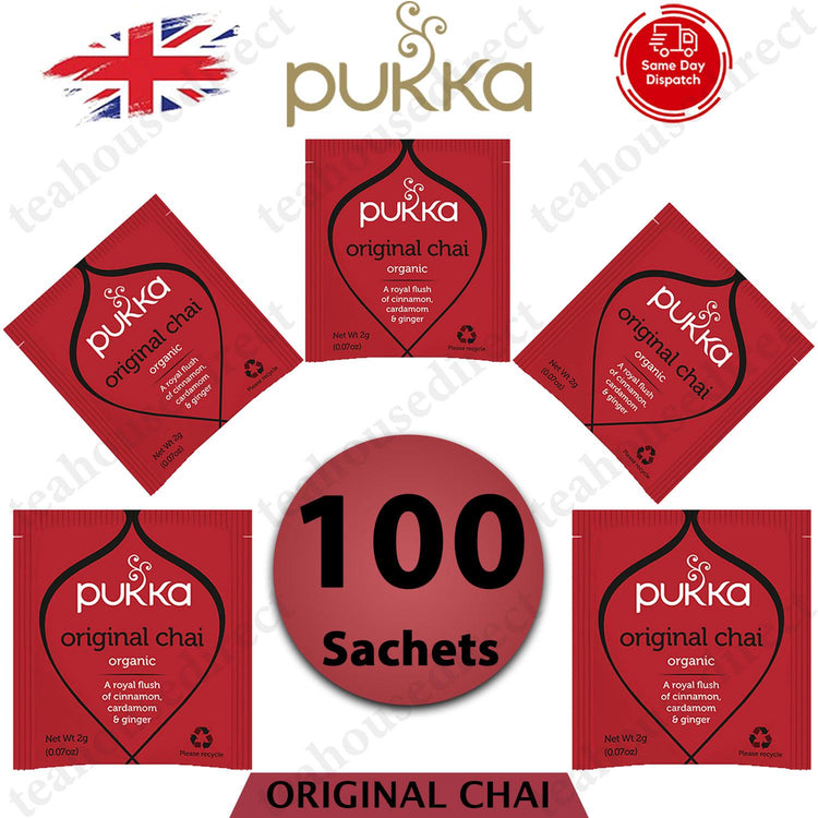 Pukka Herbal Organic Teas Tea Sachet Caffeine Free - Original Chai (100 Sachets)