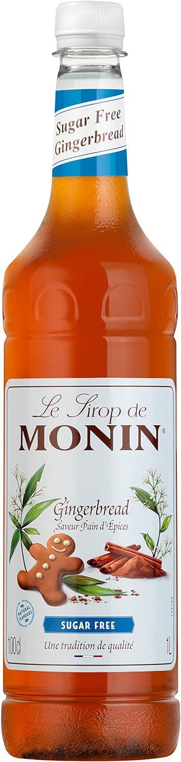 MONIN Premium Gingerbread Sugar Free Syrup 1L for Coffee and Cocktails 2 Packs