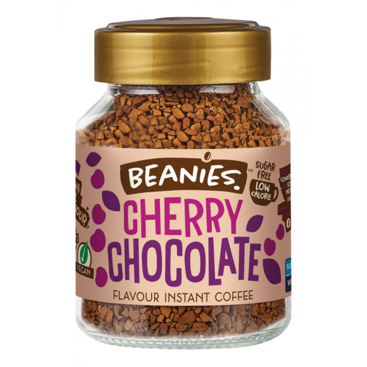 Beanies Cherry Chocolate Flavours Instant Coffee 50g Low Calorie & Sugar Free x6