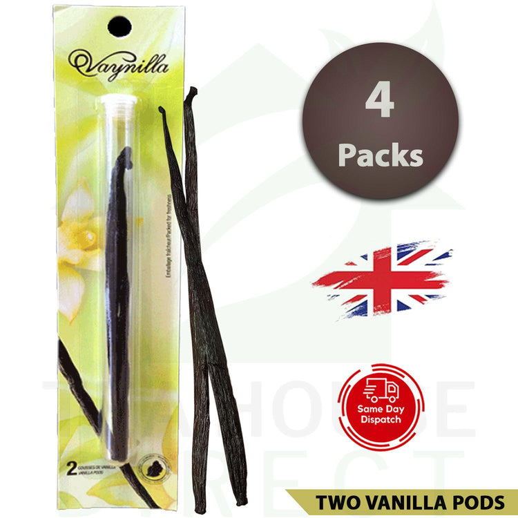 Two Vanilla Pods Ideal For Desserts, Cakes, Custard, Ice Cream (4 Packs)