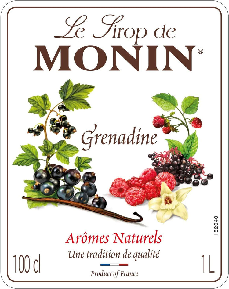 MONIN Premium Grenadine Syrup 1L for Coffee and Cocktails 4 Packs Colourings