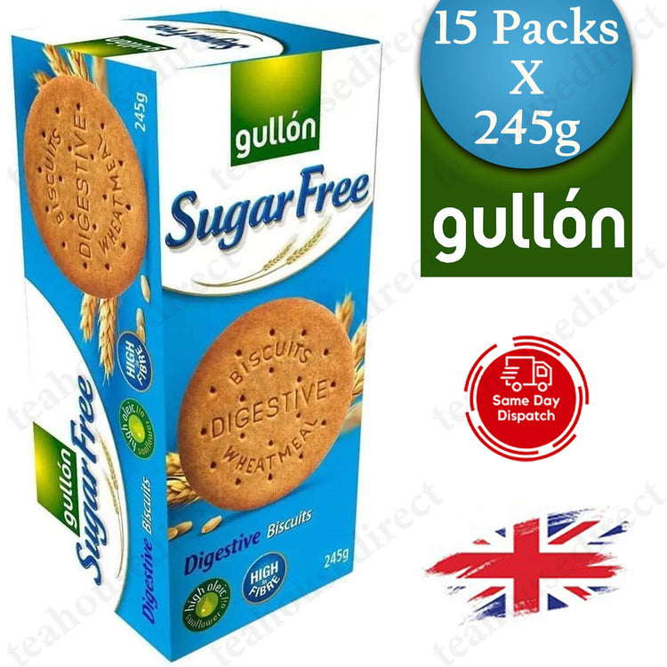 Gullon Sugar Free Digestives Biscuits 15 x 245g - Pack 15