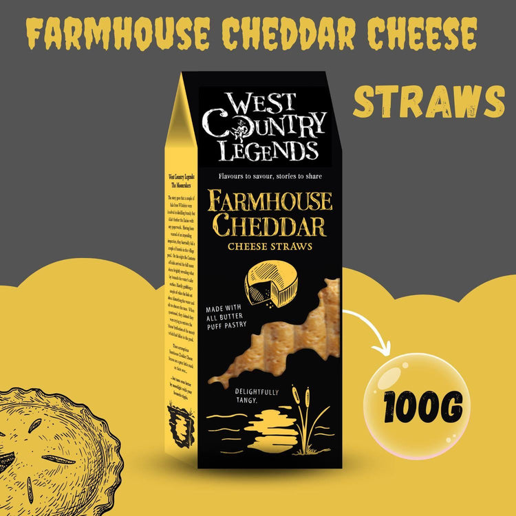 West Country Legends Farmhouse Cheddar Cheese Straws Indulgent Snack 100g X 3