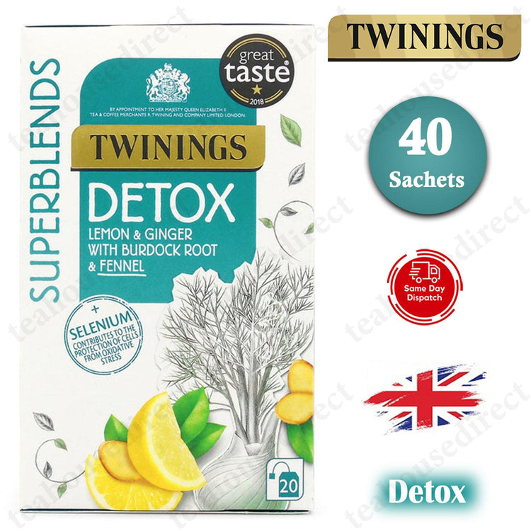 Twinings Superblends Teas Tea 40 Sachets Envelopes - Detox Flavour