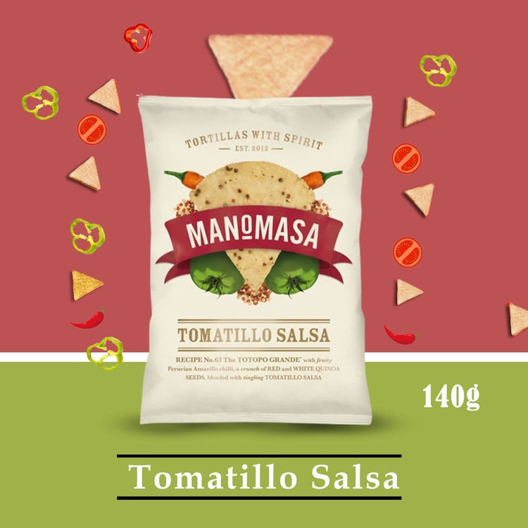 Manomasa Tortilla Tomatillo Salsa Chips Delicious & Authentic Flavour 140g X 2