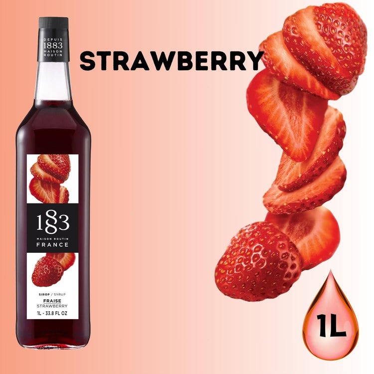 1883 Maison Routin Premium Strawberry 1Ltr Syrup Pack of 6