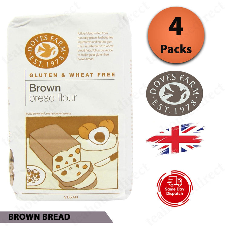 Doves Gluten and Wheat Free Gluten Brown Bread Flour 1kg (Pack of 4)