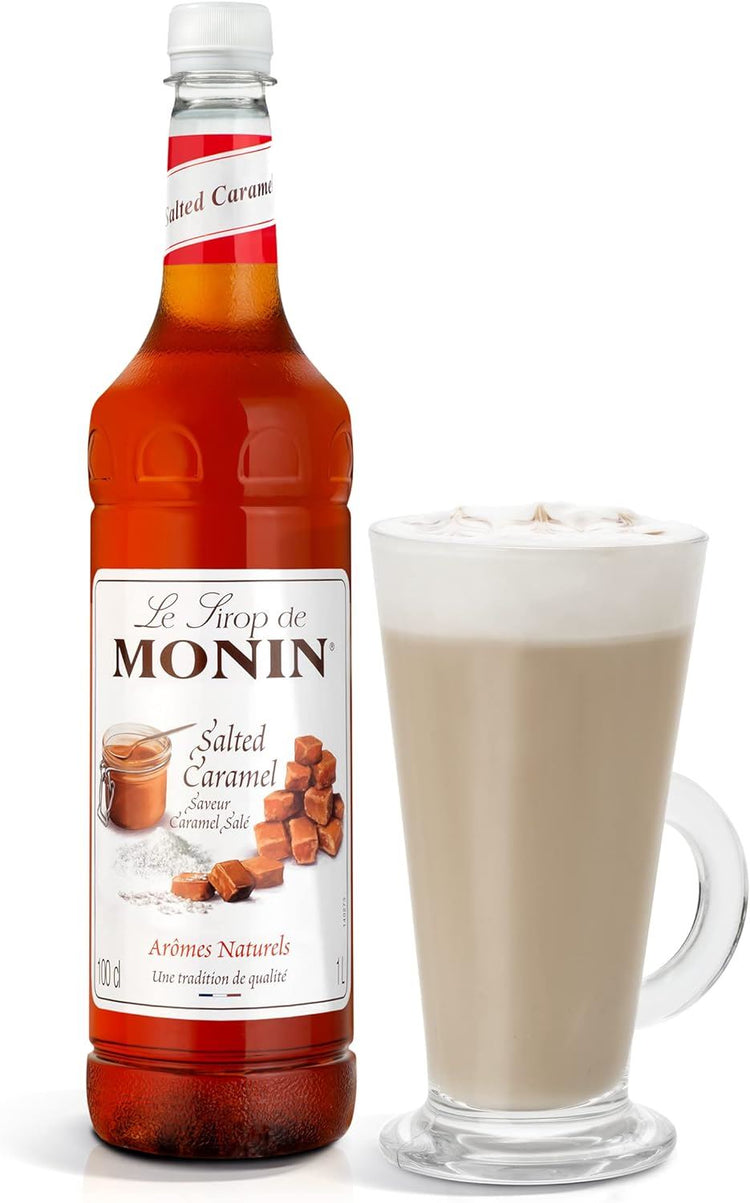 MONIN Premium Salted Caramel Syrup 1L for Coffee and Cocktails 5 Packs Colourings