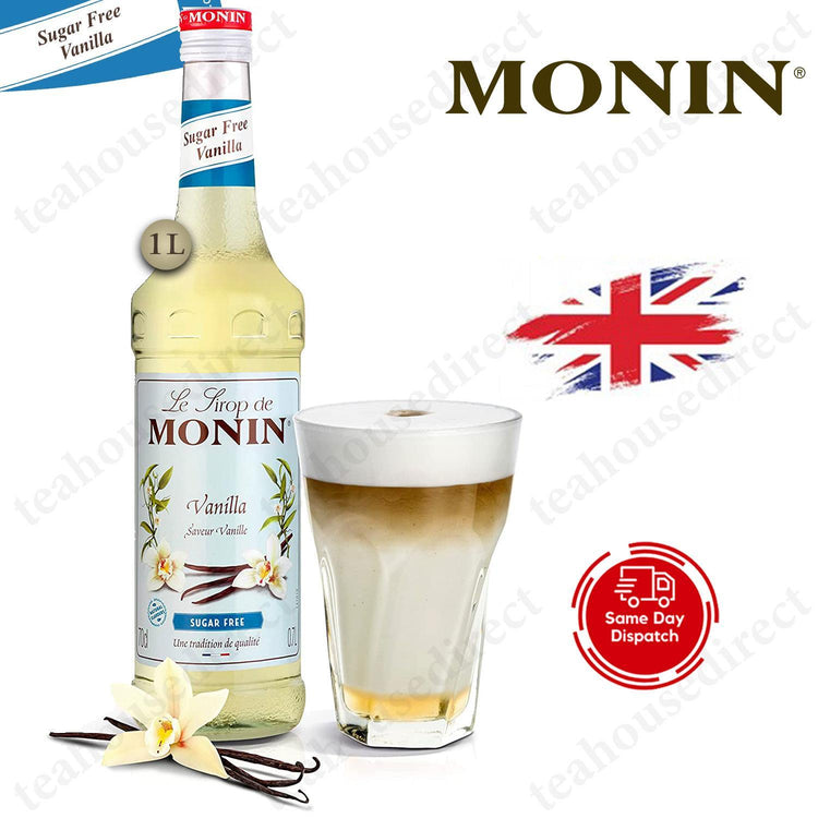 MONIN Premium Vanilla Sugar Free Syrup 1L - 1, 2, & 4 Packs