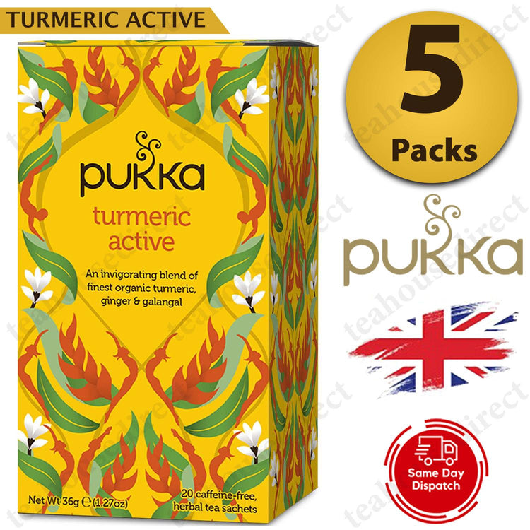 Pukka Herbal Organic Teas Tea Sachets - Turmeric Active Flavour Pack Of 5
