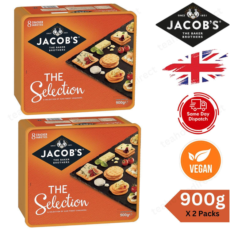 Jacob's Biscuits for Cheese 900g Tub with 8 Exquisite Cracker Varietie - 2 Packs