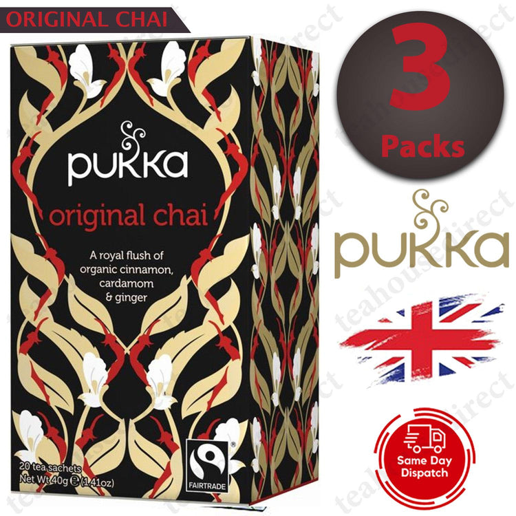 Pukka Herbal Organic Teas Tea Sachets - Original Chai Flavour Pack Of 3