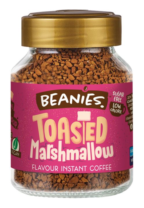 Beanies Toasted Marshmallow Flavours Instant Coffee 50g Low Calorie Pack of 6