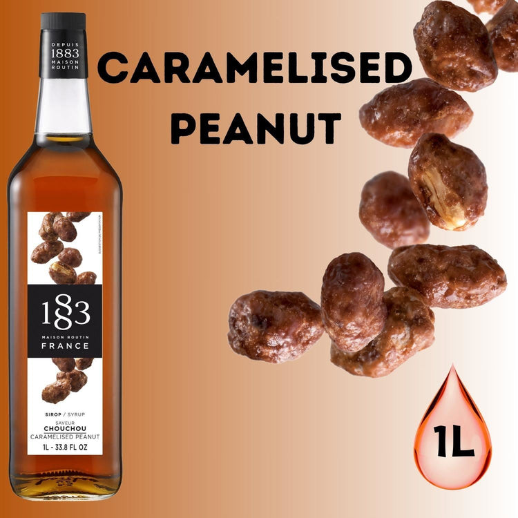 1883 Maison Routin Premium Caramelised Peanut 1Ltr Syrup Pack of 4