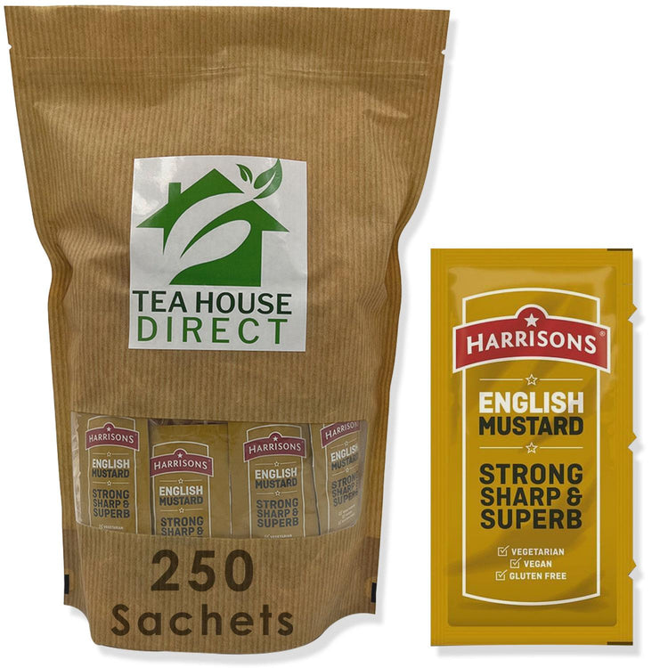 Harrisons English Mustard | Perfect for Picnics and Travel | Tangy Sauce, Anytime, Anywhere | 250 Sachets