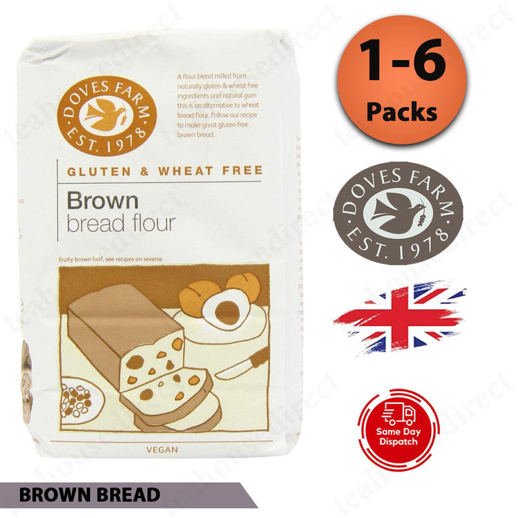 Doves Gluten and Wheat Free Gluten Brown Bread Flour 1kg 1 to 6 Packs