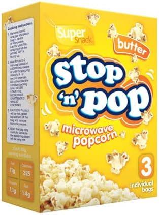 Stop 'N' Pop Sweet, Butter & Salted Super Snack Microwave Popcorn Box of 1 to 6