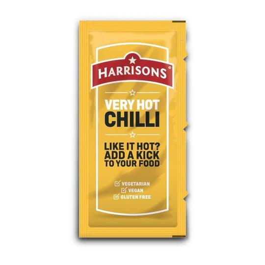 Harrisons Very Hot Chilli Sauce Sachet | Suitable for Vegetarians and Vegan | Soya, Garlic & Gluten Free | Enhance Your Taste | 100 Sachets