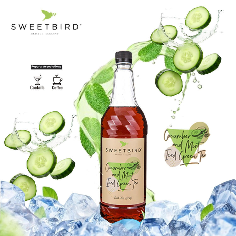 Sweetbird Cucumber & Mint Iced Green Tea Syrup 1 Lte Refreshment Syrup Pack of 2