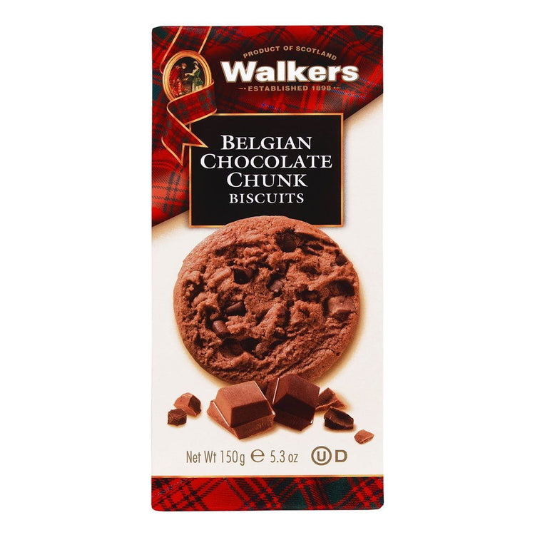 Walkers Belgian Chocolate Chunk Biscuits 150g Shortbread Biscuits Pack of 12