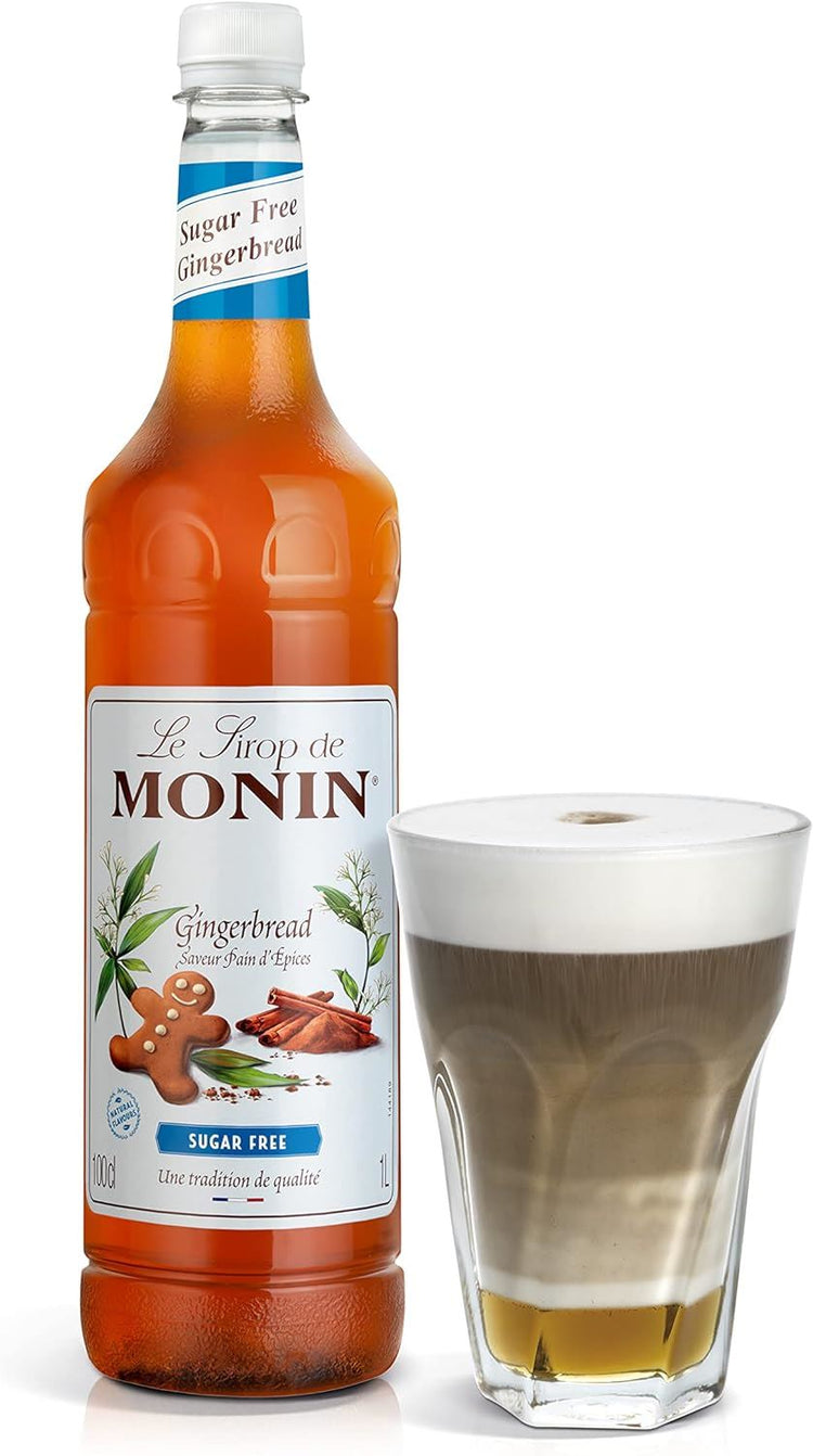 MONIN Premium Gingerbread Sugar Free Syrup 1L for Coffee and Cocktails 2 Packs