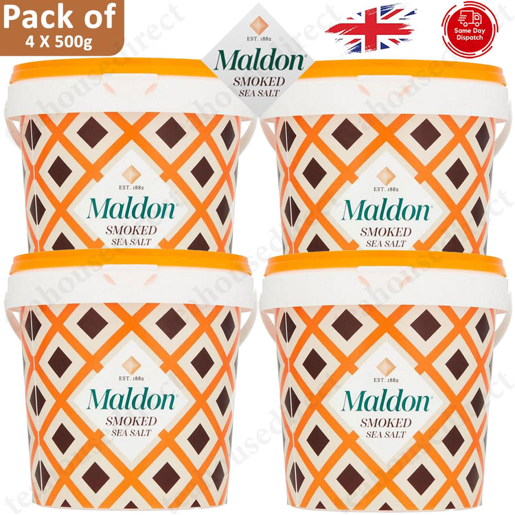 Maldon salt company Smoked Sea Salt Tub, 500g - 1 to 6 Packs