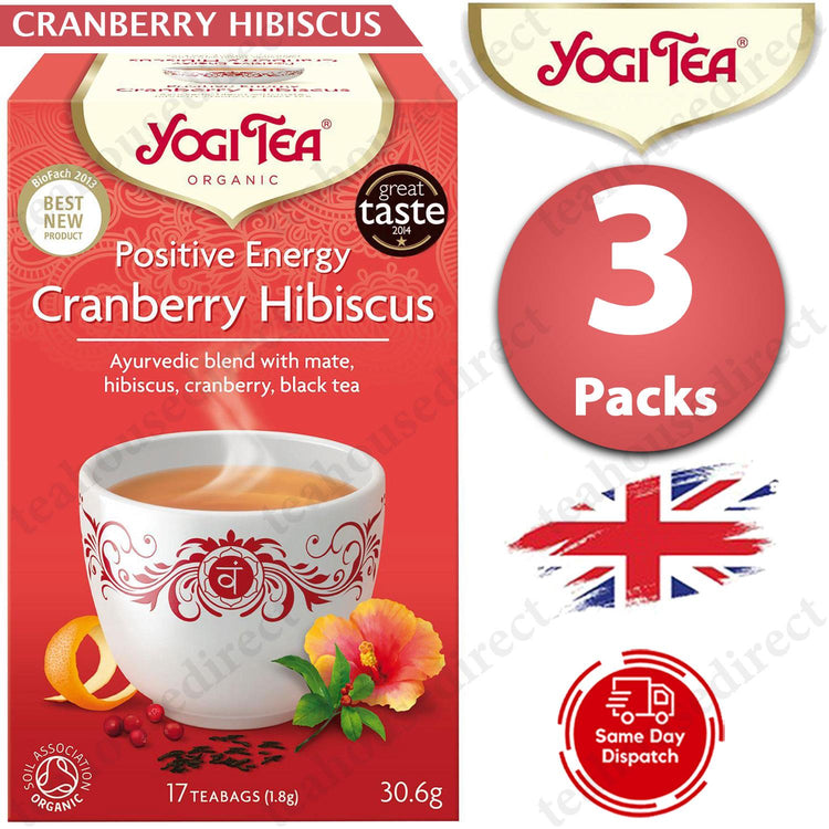 Yogi Ayurvedic Herbal Organic TeasTea Sachets-Positive Energy Cranberry Hibiscus